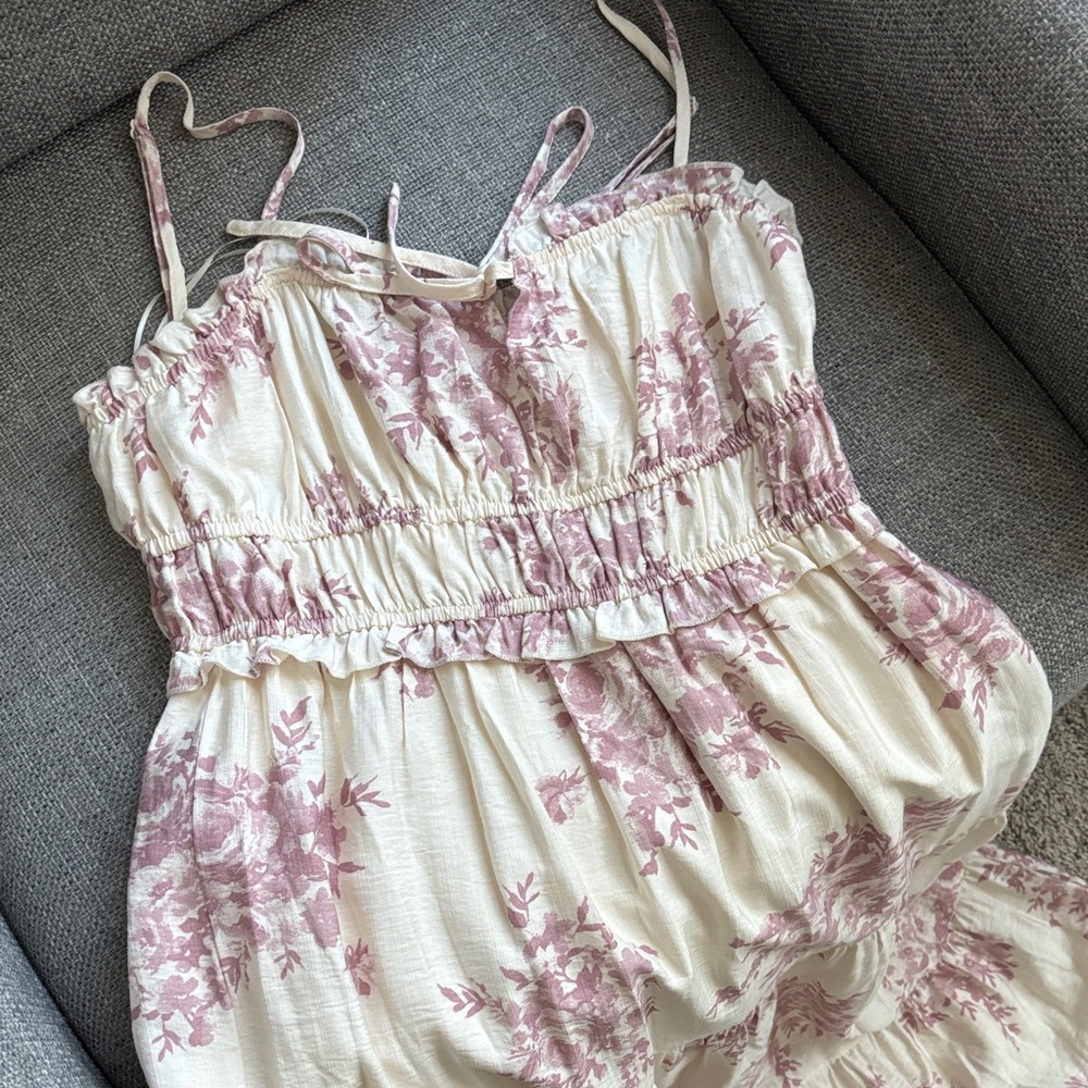Celebrity Pink Cream Maxi Dress with Dusty Pink Floral Print
